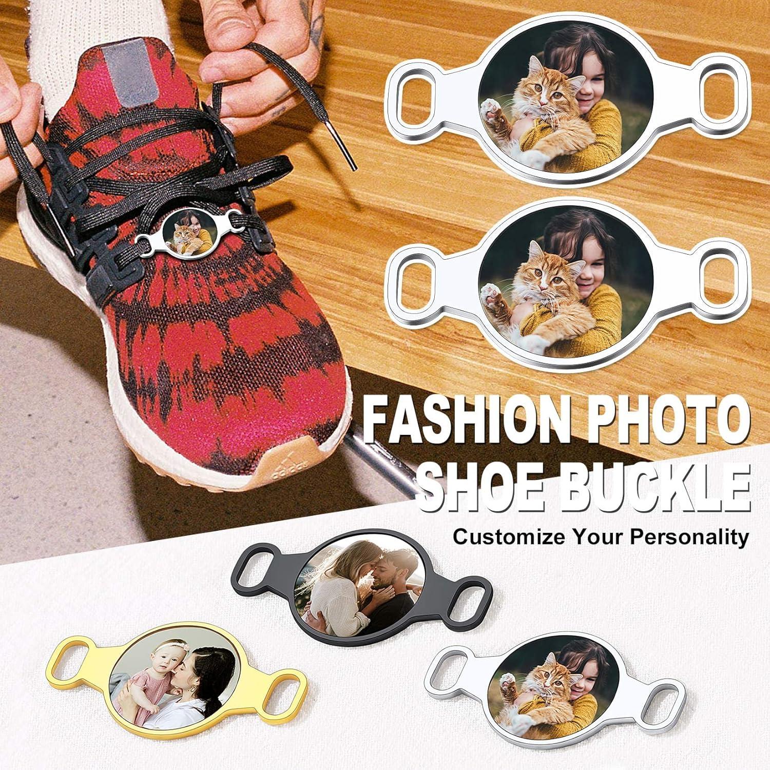 imageU7 2Pcs Sneaker Shoe Lace ID Tag Stainless Steel18K Gold Plated Trainer Tag Shoe Buckles Shoelace Decoration CharmsRound photostainless steel