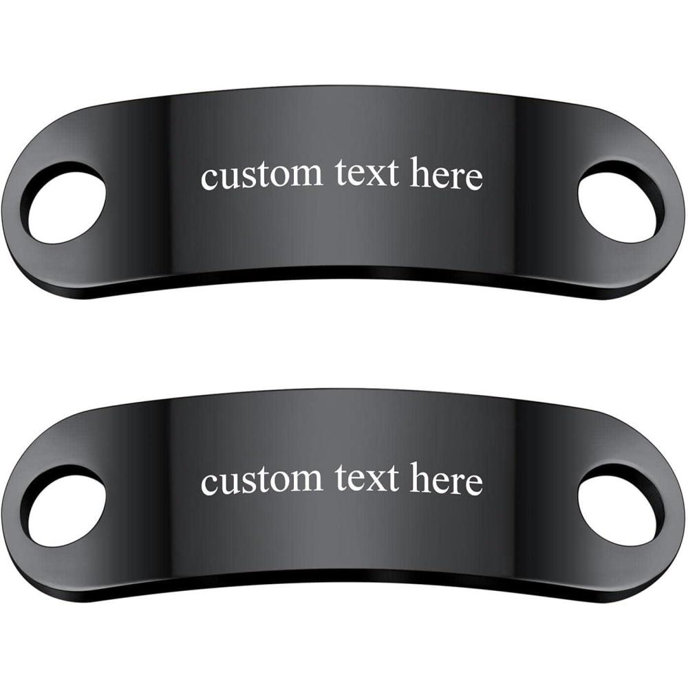 imageU7 2Pcs Sneaker Shoe Lace ID Tag Stainless Steel18K Gold Plated Trainer Tag Shoe Buckles Shoelace Decoration Charms03 Blacktext Engrave Id Tag