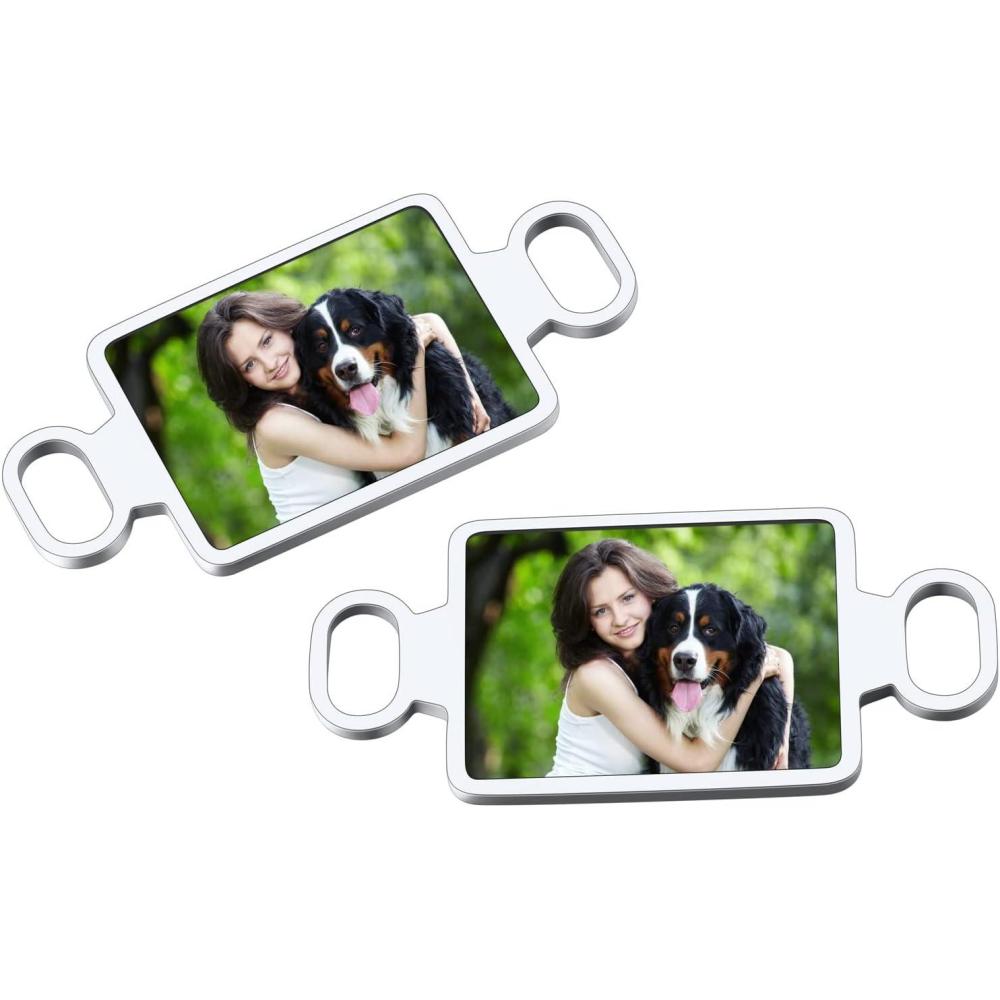 imageU7 2Pcs Sneaker Shoe Lace ID Tag Stainless Steel18K Gold Plated Trainer Tag Shoe Buckles Shoelace Decoration CharmsRectangle photostainless steel