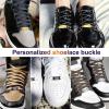 U7 2Pcs Sneaker Shoe Lace ID Tag Stainless Steel/18K Gold Plated Trainer Tag Shoe Buckles Shoelace Decoration Charms(02: Black-Text Engrave ID Tag)