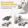 U7 2Pcs Sneaker Shoe Lace ID Tag Stainless Steel/18K Gold Plated Trainer Tag Shoe Buckles Shoelace Decoration Charms(Heart photo-black)