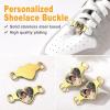 U7 2Pcs Sneaker Shoe Lace ID Tag Stainless Steel/18K Gold Plated Trainer Tag Shoe Buckles Shoelace Decoration Charms(Heart photo-gold)