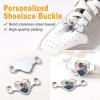 U7 2Pcs Sneaker Shoe Lace ID Tag Stainless Steel/18K Gold Plated Trainer Tag Shoe Buckles Shoelace Decoration Charms(Heart photo-stainless steel)