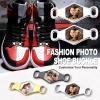 U7 2Pcs Sneaker Shoe Lace ID Tag Stainless Steel/18K Gold Plated Trainer Tag Shoe Buckles Shoelace Decoration Charms(Hexagon Photo-stainless Steel)