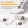 U7 2Pcs Sneaker Shoe Lace ID Tag Stainless Steel/18K Gold Plated Trainer Tag Shoe Buckles Shoelace Decoration Charms(Hexagon Photo-stainless Steel)