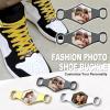 U7 2Pcs Sneaker Shoe Lace ID Tag Stainless Steel/18K Gold Plated Trainer Tag Shoe Buckles Shoelace Decoration Charms(Hexagon photo-black)