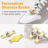 U7 2Pcs Sneaker Shoe Lace ID Tag Stainless Steel/18K Gold Plated Trainer Tag Shoe Buckles Shoelace Decoration Charms(Hexagon photo-gold)