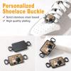 U7 2Pcs Sneaker Shoe Lace ID Tag Stainless Steel/18K Gold Plated Trainer Tag Shoe Buckles Shoelace Decoration Charms(Rectangle photo-black)