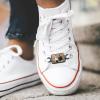 U7 2Pcs Sneaker Shoe Lace ID Tag Stainless Steel/18K Gold Plated Trainer Tag Shoe Buckles Shoelace Decoration Charms(Rectangle photo-black)