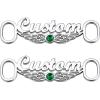 U7 2Pcs Sneaker Shoe Lace ID Tag Stainless Steel/18K Gold Plated Trainer Tag Shoe Buckles Shoelace Decoration Charms(04: Angel’s Wing Tag-Silver)