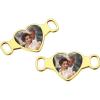 U7 2Pcs Sneaker Shoe Lace ID Tag Stainless Steel/18K Gold Plated Trainer Tag Shoe Buckles Shoelace Decoration Charms(Heart photo-gold)