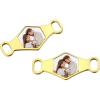 U7 2Pcs Sneaker Shoe Lace ID Tag Stainless Steel/18K Gold Plated Trainer Tag Shoe Buckles Shoelace Decoration Charms(Hexagon photo-gold)