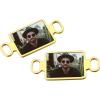 U7 2Pcs Sneaker Shoe Lace ID Tag Stainless Steel/18K Gold Plated Trainer Tag Shoe Buckles Shoelace Decoration Charms(Rectangle photo-gold)