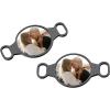 U7 2Pcs Sneaker Shoe Lace ID Tag Stainless Steel/18K Gold Plated Trainer Tag Shoe Buckles Shoelace Decoration Charms(Round photo-black)