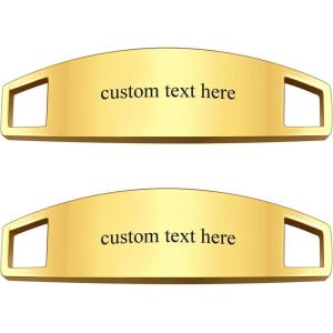U7 2Pcs Sneaker Shoe Lace ID Tag Stainless Steel/18K Gold Plated Trainer Tag Shoe Buckles Shoelace Decoration Charms(02: Gold-Text Engrave ID Tag)