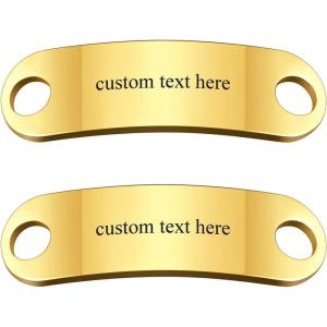 U7 2Pcs Sneaker Shoe Lace ID Tag Stainless Steel/18K Gold Plated Trainer Tag Shoe Buckles Shoelace Decoration Charms(03: Gold-Text Engrave ID Tag)