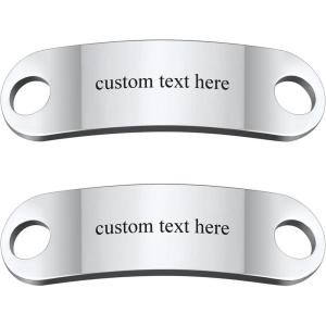U7 2Pcs Sneaker Shoe Lace ID Tag Stainless Steel/18K Gold Plated Trainer Tag Shoe Buckles Shoelace Decoration Charms(03: Silver-Text Engrave ID Tag)