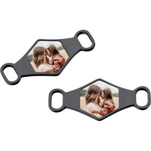U7 2Pcs Sneaker Shoe Lace ID Tag Stainless Steel/18K Gold Plated Trainer Tag Shoe Buckles Shoelace Decoration Charms(Hexagon photo-black)