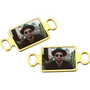 U7 2Pcs Sneaker Shoe Lace ID Tag Stainless Steel/18K Gold Plated Trainer Tag Shoe Buckles Shoelace Decoration Charms(Rectangle photo-gold)