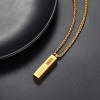 4D Vertical Bar Necklace 18K Gold Plated Stainless Steel Wheat Chain 22″ Rhinestone Inlaid Personalized Ashes Urn Pendant Necklace Cremation Jewelry for Men Women