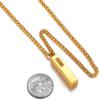 4D Vertical Bar Necklace 18K Gold Plated Stainless Steel Wheat Chain 22″ Rhinestone Inlaid Personalized Ashes Urn Pendant Necklace Cremation Jewelry for Men Women