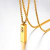 4D Vertical Bar Necklace 18K Gold Plated Stainless Steel Wheat Chain 22″ Rhinestone Inlaid Personalized Ashes Urn Pendant Necklace Cremation Jewelry for Men Women