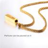 4D Vertical Bar Necklace 18K Gold Plated Stainless Steel Wheat Chain 22″ Rhinestone Inlaid Personalized Ashes Urn Pendant Necklace Cremation Jewelry for Men Women