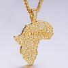 U7 Men 18K Gold Plated AfricanJewelry 22 Inch Hip Hop CZ Iced Out Pendant Africa Map Necklace