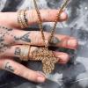 U7 Men 18K Gold Plated AfricanJewelry 22 Inch Hip Hop CZ Iced Out Pendant Africa Map Necklace