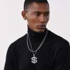 U7 Men’s Dollar Sign Pendant Necklace Stainlss Steel Rhinestone Inlay Hip Hop Jewelry with 22 Inch Chain