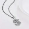 U7 Men’s Dollar Sign Pendant Necklace Stainlss Steel Rhinestone Inlay Hip Hop Jewelry with 22 Inch Chain