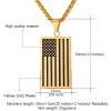 US Flag Pendant July 4th Independence Day Gift Jewelry for Men 18K Gold Plated Enamel Dog Tags Necklace