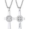 U7 Catholic Gift Jewelry Saint St Benedict Medal Rosary Cross Pendant Necklace with Chain (Stainless-Steel (Personalized Engraving))