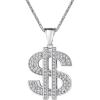 U7 Men’s Dollar Sign Pendant Necklace Stainlss Steel Rhinestone Inlay Hip Hop Jewelry with 22 Inch Chain