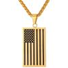 US Flag Pendant July 4th Independence Day Gift Jewelry for Men 18K Gold Plated Enamel Dog Tags Necklace
