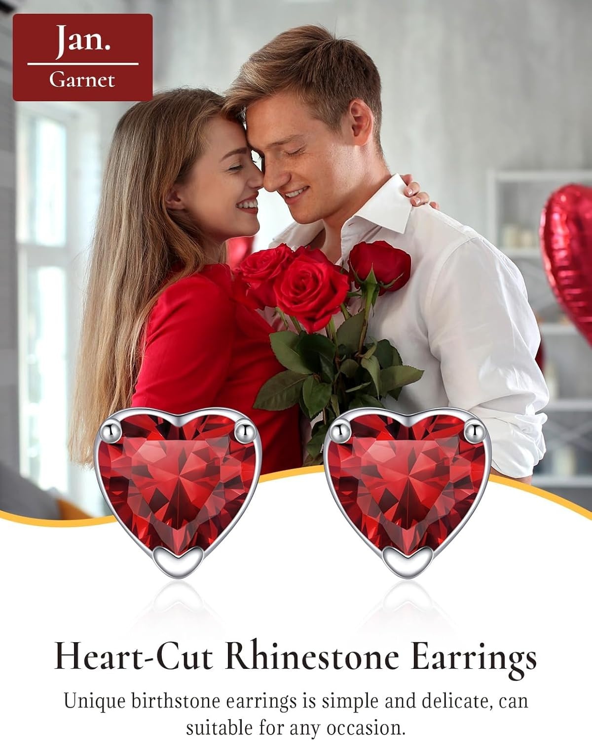 imageSILVERCUTE 925 Sterling Silver 2ct Birthstone Stud EarringsHypoallergenic RoundHeartSquare Birthstone Earrings for Women Birthday Christmas Jewelry01JanuaryGarnetHeart