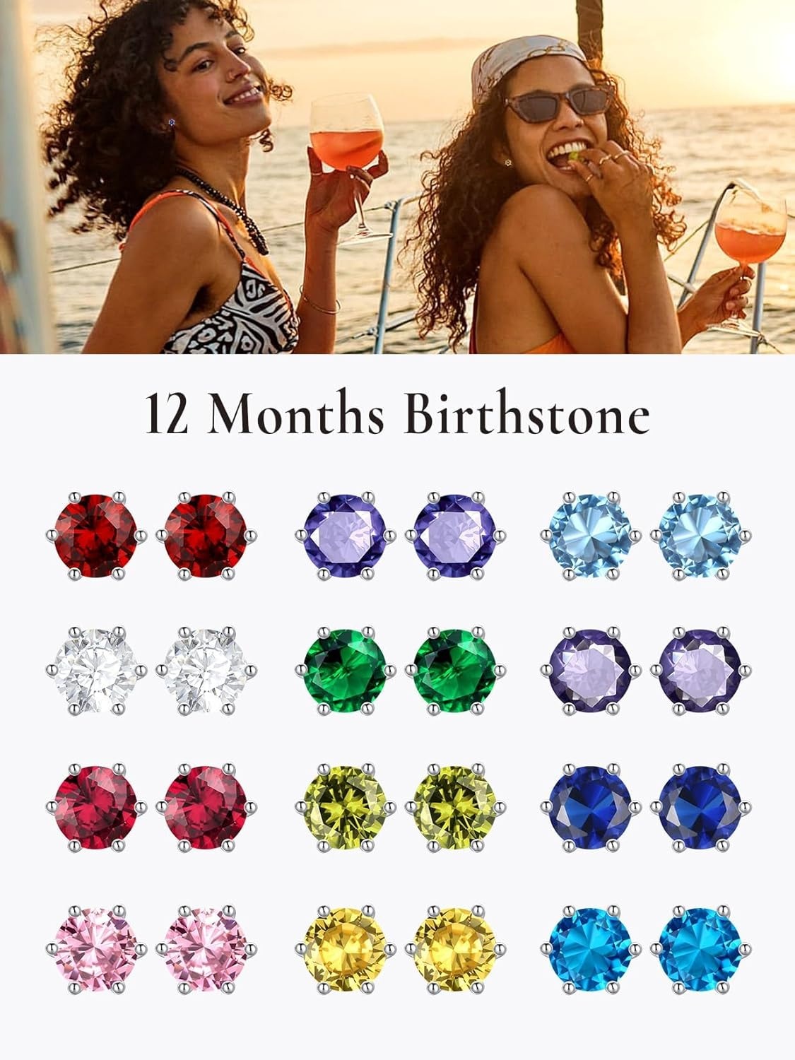 imageSILVERCUTE 925 Sterling Silver 2ct Birthstone Stud EarringsHypoallergenic RoundHeartSquare Birthstone Earrings for Women Birthday Christmas Jewelry02FebruaryAmethystRound