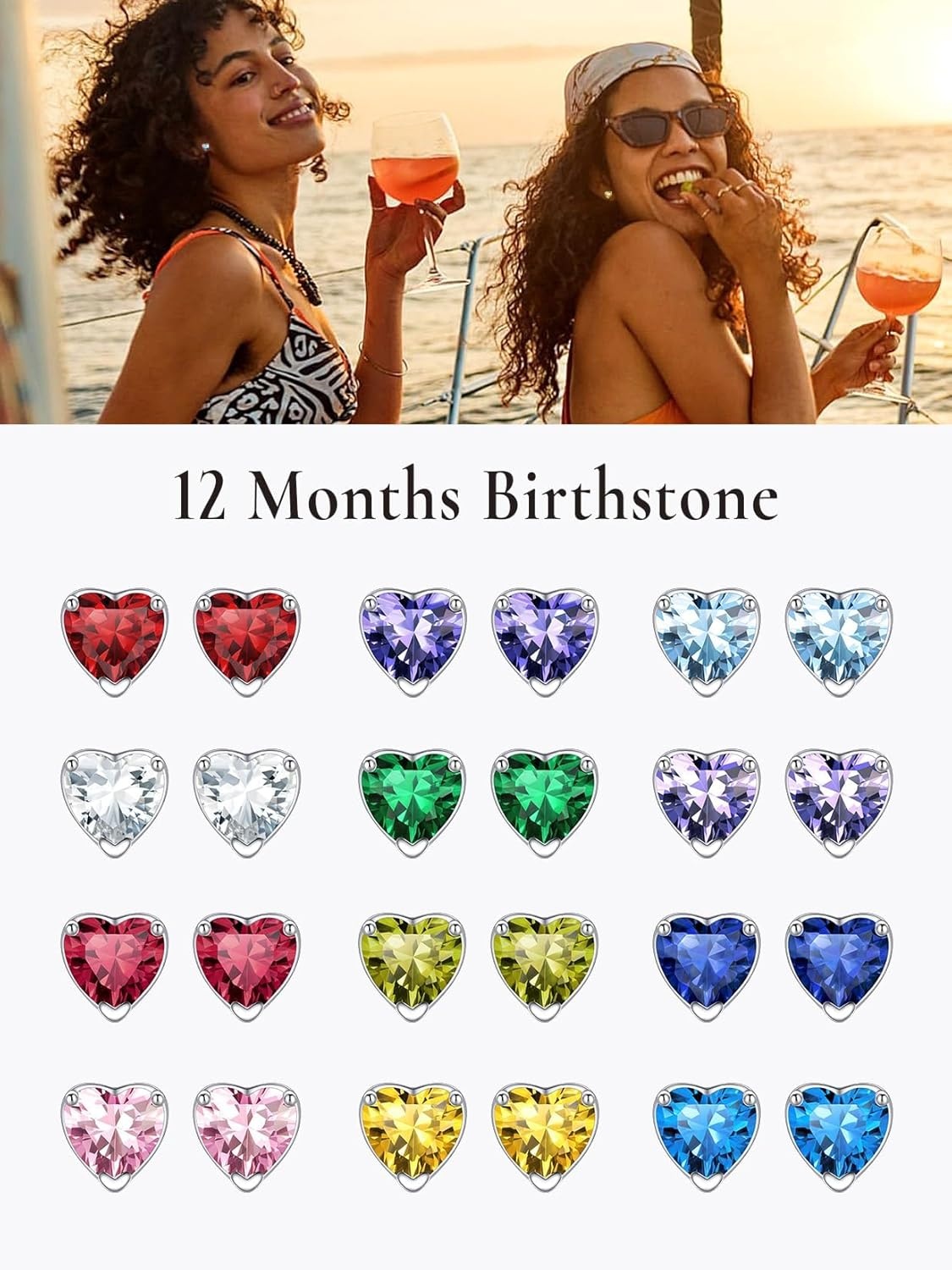 imageSILVERCUTE 925 Sterling Silver 2ct Birthstone Stud EarringsHypoallergenic RoundHeartSquare Birthstone Earrings for Women Birthday Christmas Jewelry02FebruaryAmethystHeart