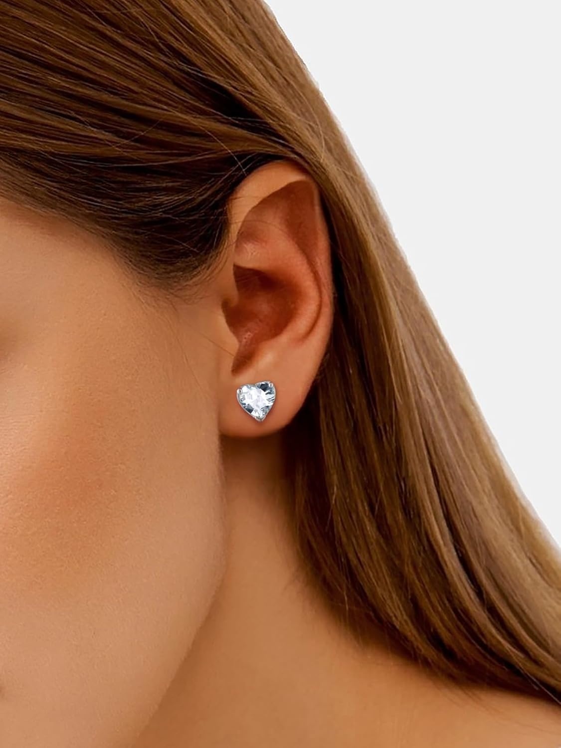 imageSILVERCUTE 925 Sterling Silver 2ct Birthstone Stud EarringsHypoallergenic RoundHeartSquare Birthstone Earrings for Women Birthday Christmas Jewelry04AprilDiamondHeart