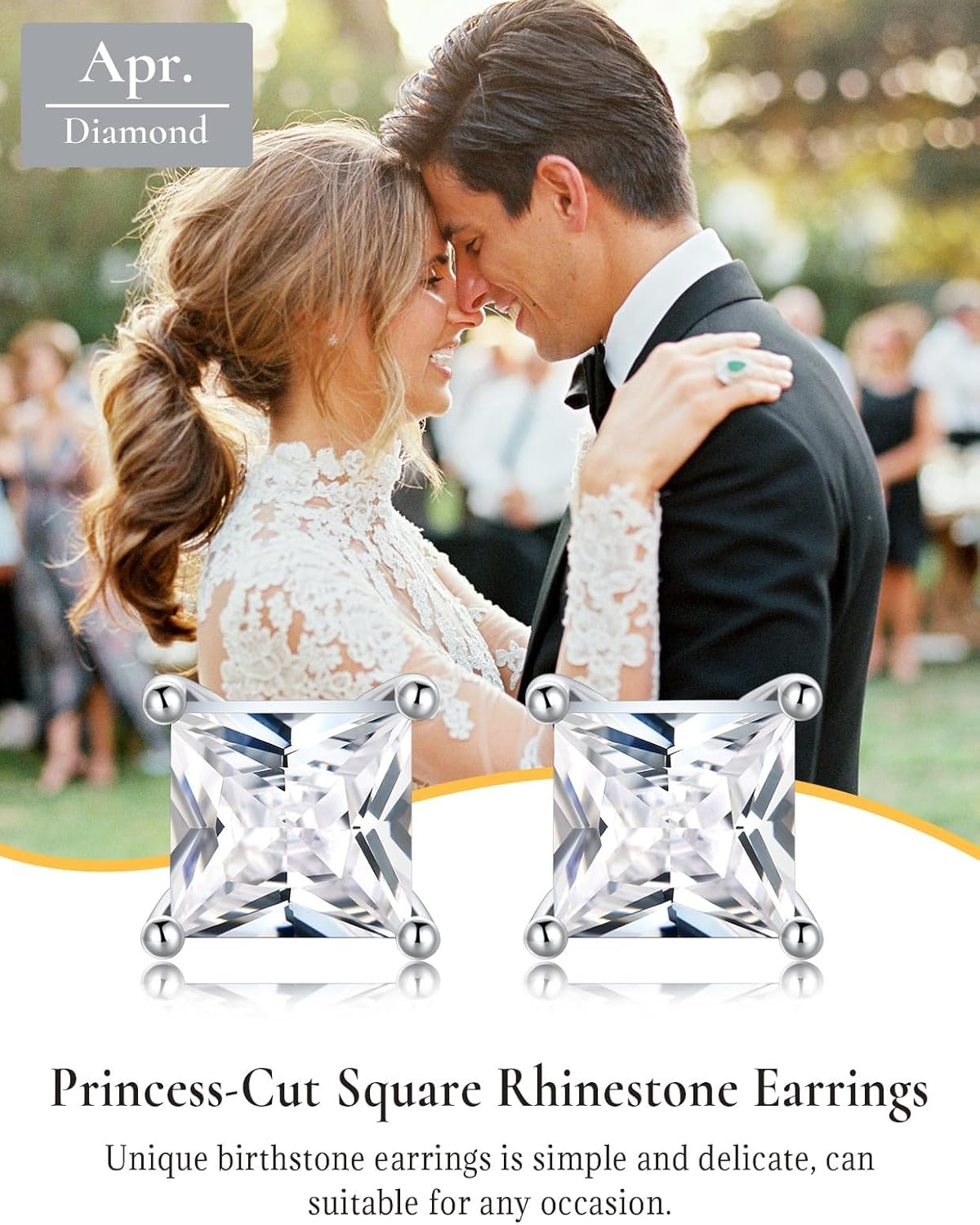 imageSILVERCUTE 925 Sterling Silver 2ct Birthstone Stud EarringsHypoallergenic RoundHeartSquare Birthstone Earrings for Women Birthday Christmas Jewelry04AprilDiamondSquare