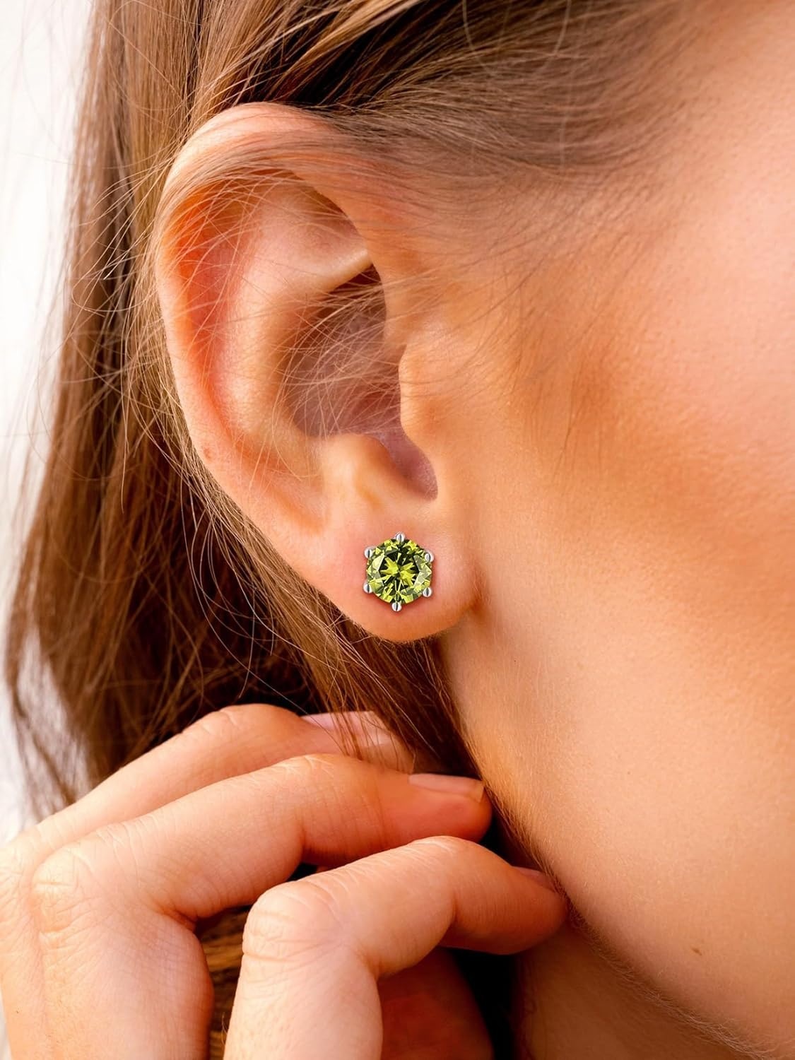 imageSILVERCUTE 925 Sterling Silver 2ct Birthstone Stud EarringsHypoallergenic RoundHeartSquare Birthstone Earrings for Women Birthday Christmas Jewelry08AugustPeridotRound