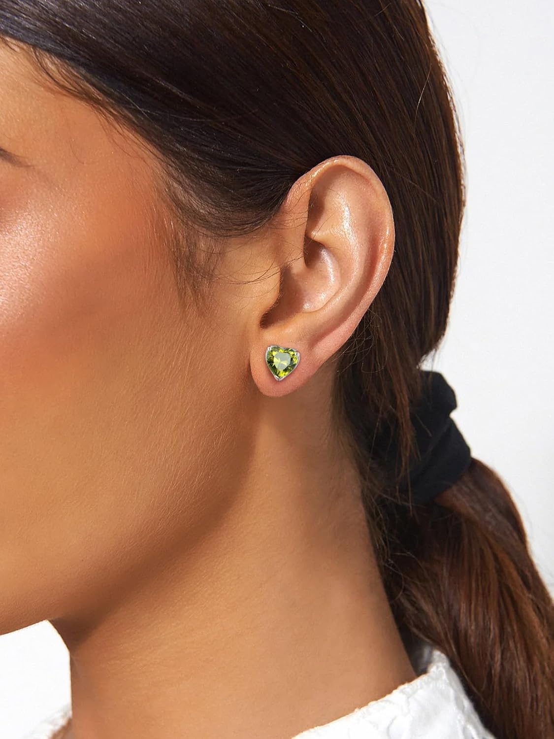 imageSILVERCUTE 925 Sterling Silver 2ct Birthstone Stud EarringsHypoallergenic RoundHeartSquare Birthstone Earrings for Women Birthday Christmas Jewelry08AugustPeridotHeart