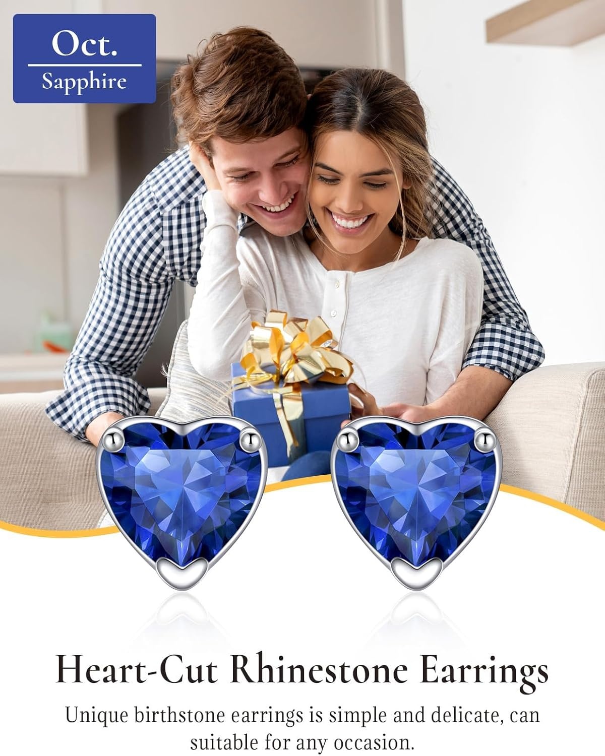 imageSILVERCUTE 925 Sterling Silver 2ct Birthstone Stud EarringsHypoallergenic RoundHeartSquare Birthstone Earrings for Women Birthday Christmas Jewelry09SeptemberSapphireHeart