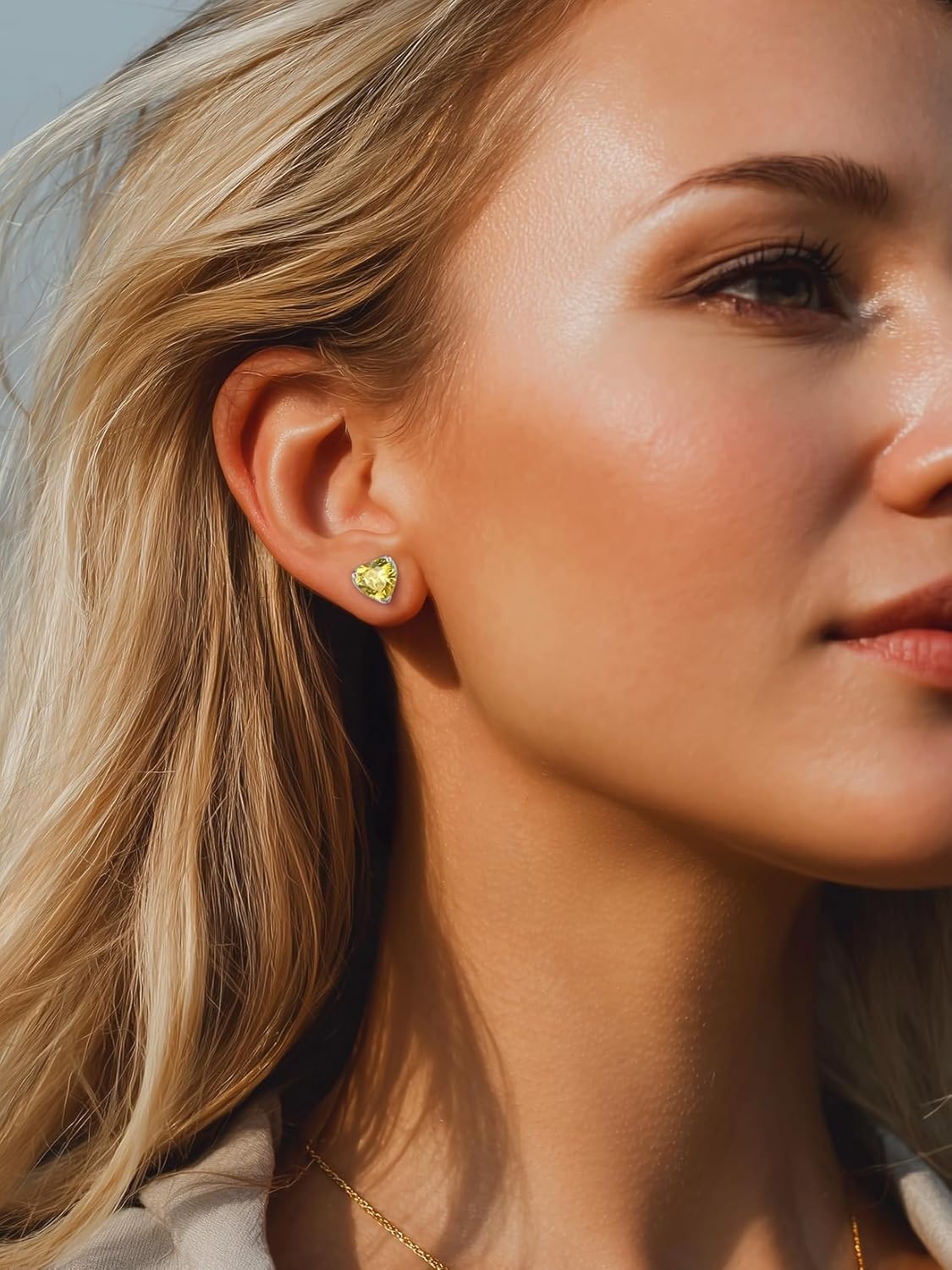 imageSILVERCUTE 925 Sterling Silver 2ct Birthstone Stud EarringsHypoallergenic RoundHeartSquare Birthstone Earrings for Women Birthday Christmas Jewelry11NovemberYellow TopazHeart