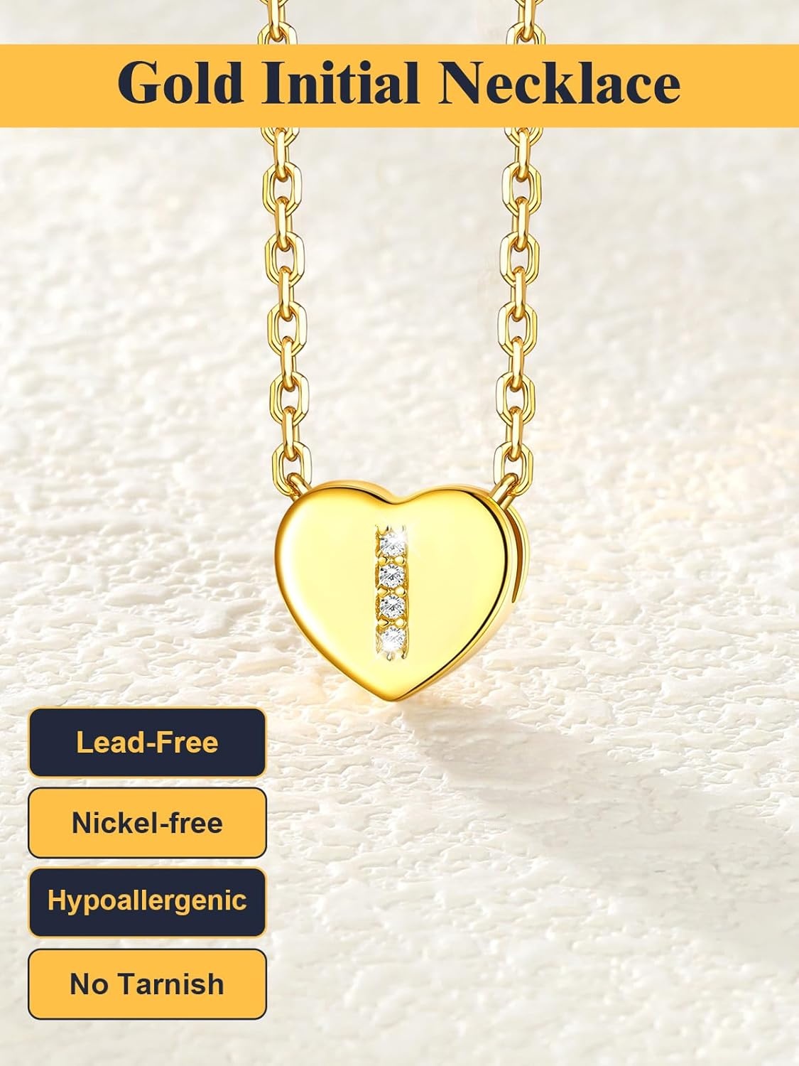 imageU7 Initial Necklace for Women 14K Gold Heart Pendant Necklace with CZ AZ Letter Dainty Gold Necklace Tiny Initial Necklaces Personalized Name Necklace for Mom Wife FriendI