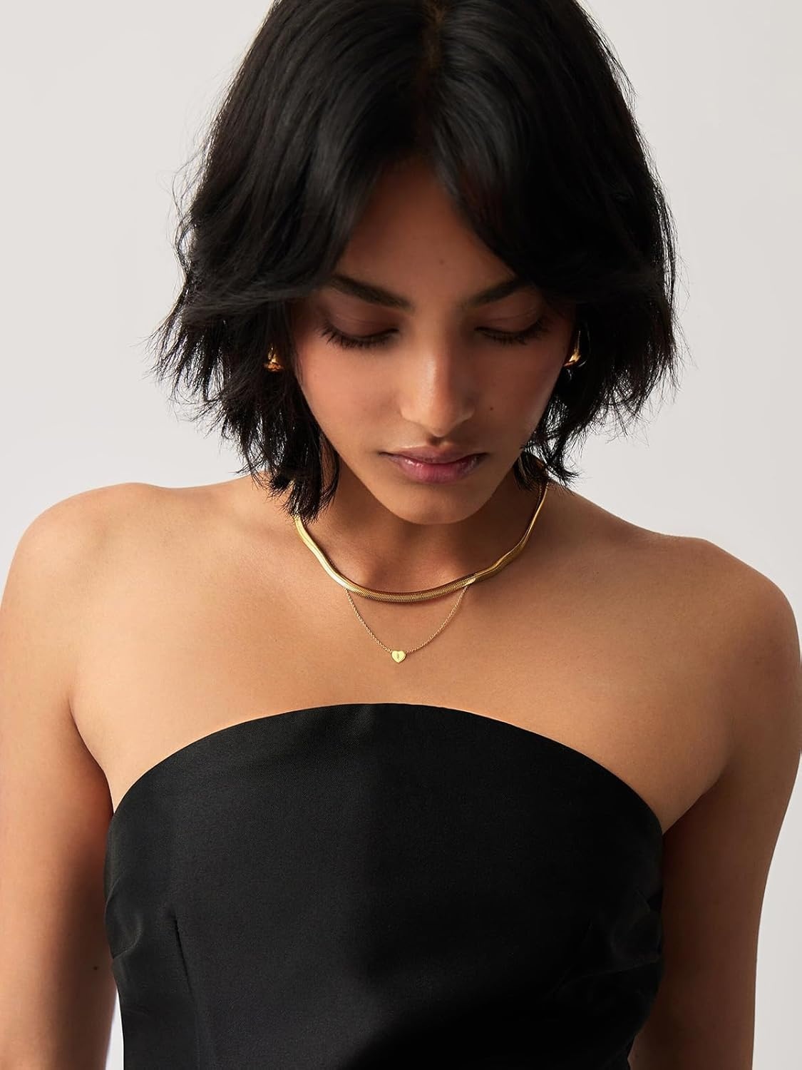 imageU7 Initial Necklace for Women 14K Gold Heart Pendant Necklace with CZ AZ Letter Dainty Gold Necklace Tiny Initial Necklaces Personalized Name Necklace for Mom Wife FriendI