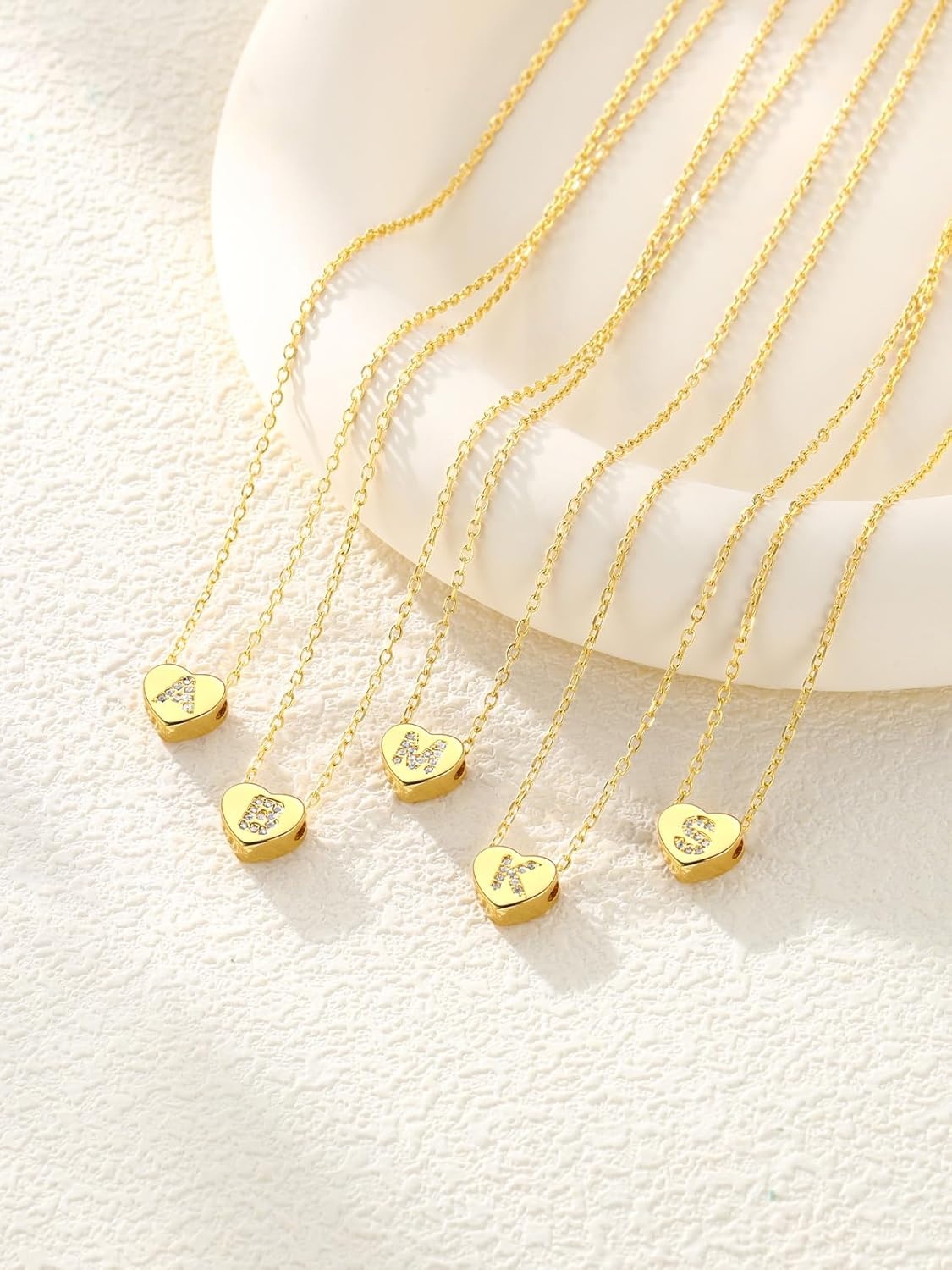 imageU7 Initial Necklace for Women 14K Gold Heart Pendant Necklace with CZ AZ Letter Dainty Gold Necklace Tiny Initial Necklaces Personalized Name Necklace for Mom Wife FriendA