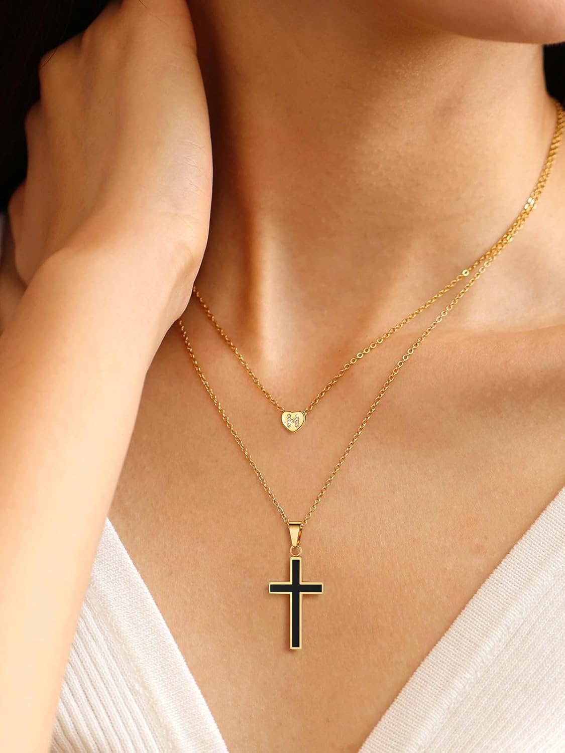 imageU7 Initial Necklace for Women 14K Gold Heart Pendant Necklace with CZ AZ Letter Dainty Gold Necklace Tiny Initial Necklaces Personalized Name Necklace for Mom Wife FriendH