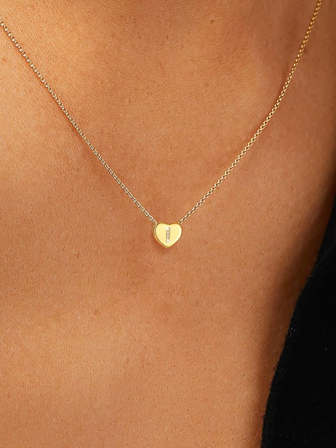 imageU7 Initial Necklace for Women 14K Gold Heart Pendant Necklace with CZ AZ Letter Dainty Gold Necklace Tiny Initial Necklaces Personalized Name Necklace for Mom Wife FriendI