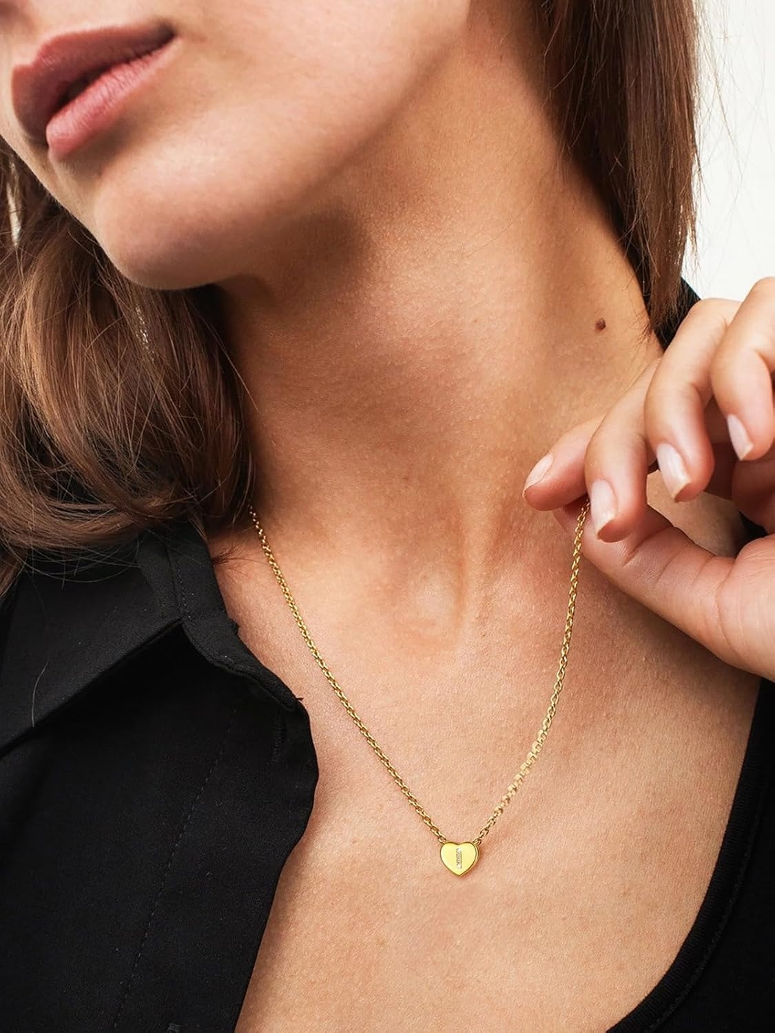 imageU7 Initial Necklace for Women 14K Gold Heart Pendant Necklace with CZ AZ Letter Dainty Gold Necklace Tiny Initial Necklaces Personalized Name Necklace for Mom Wife FriendI